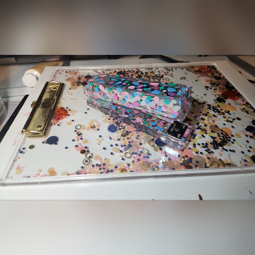 Packed Party Confetti Clip board and Stapler